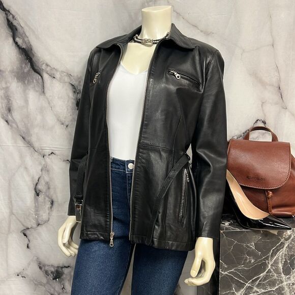 Vakko black leather jacket - Picture 3 of 8